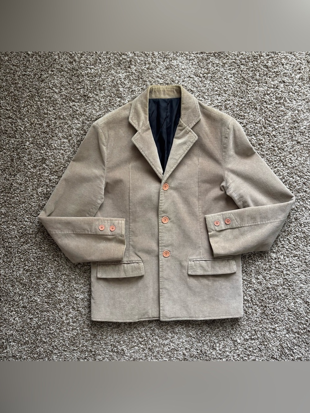 Y2K Men's Beige Corduroy Blazer Jacket